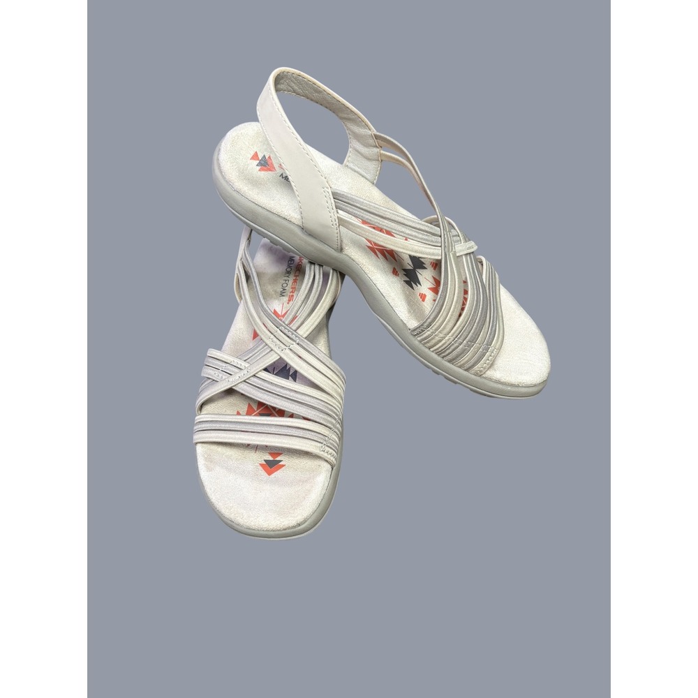 Skechers Memory Foam Strappy Sandals Women's 8/8.5 Ivory/Cream